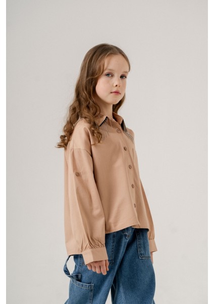 Kız Çocuk Yakası Taşlı Gömlek 3126 fiyatları