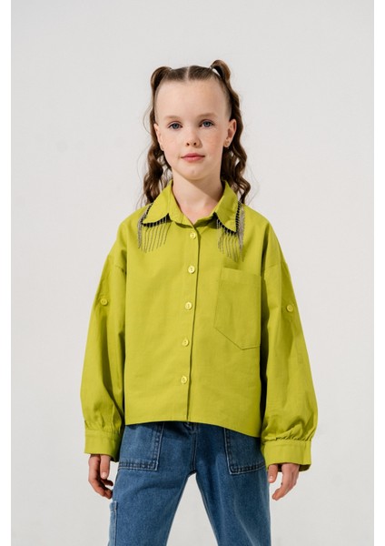 Kız Çocuk Yakası Taşlı Gömlek 3126