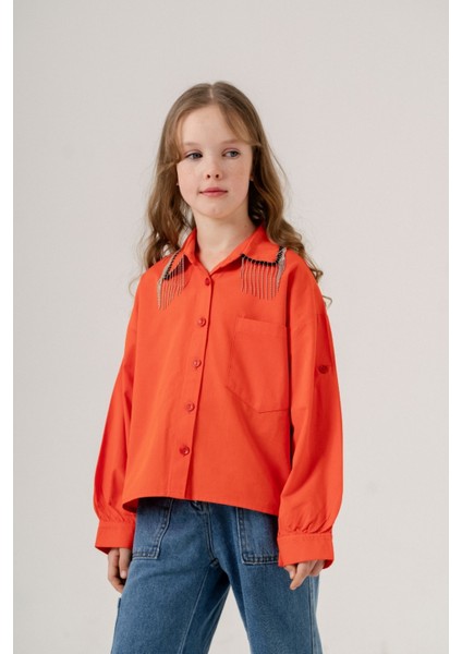 Kız Çocuk Yakası Taşlı Gömlek 3126