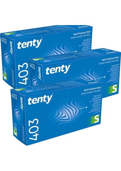 403 Plus Medium (S) Nitril Pudrasız Mavi Hijyenik Eldiven 100'lü 3 Paket