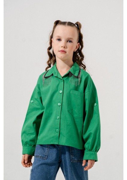 Kız Çocuk Yakası Taşlı Gömlek 3126 fiyatları