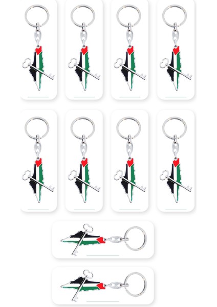 10'lu Filistin Renkli Haritasi Üzerinde Anahtar Anahtarlık Unisex A300010-10