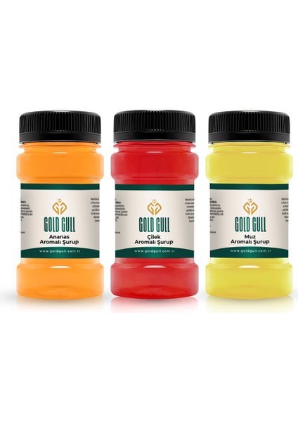 Ananas, Çilek & Muz Aromalı Kahve & Meyve Şurupları 3 x 80 ml