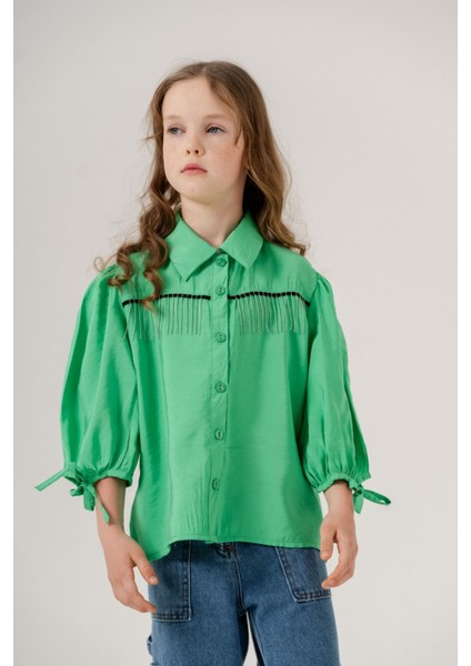 Kız Çocuk Taş Püsküllü Gömlek 3124 modelleri