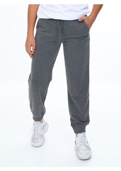 Unisex Kız Erkek Çocuk Antrasit Basic Eşofman Altı
