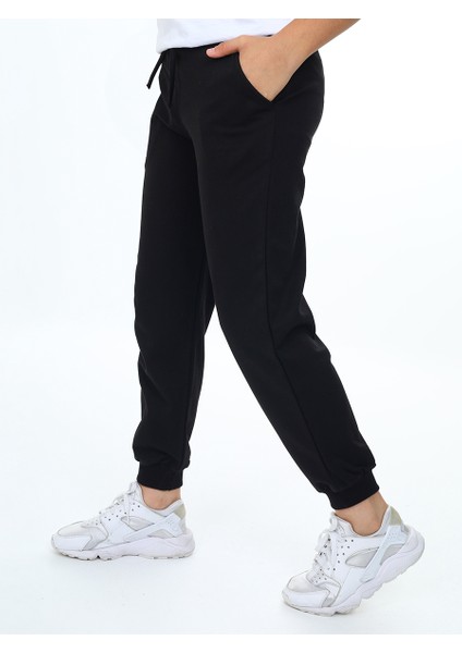 Unisex Kız Erkek Çocuk Siyah Basic Eşofman Altı