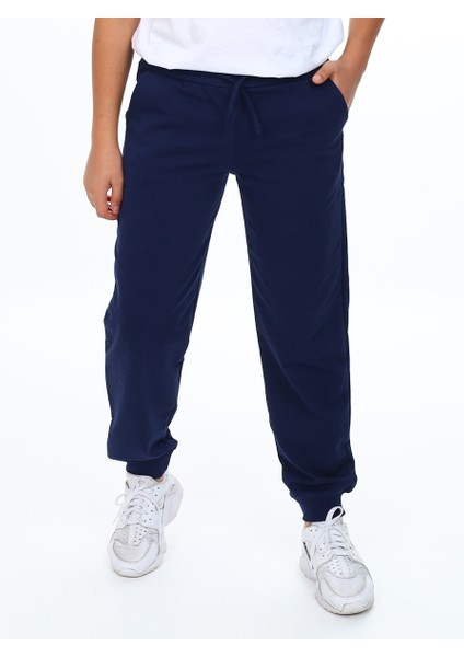 Unisex Kız Erkek Çocuk Lacivert Basic Eşofman Altı