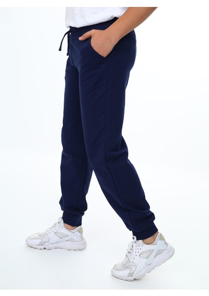 Unisex Kız Erkek Çocuk Lacivert Basic Eşofman Altı
