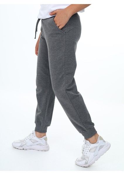 Unisex Kız Erkek Çocuk Antrasit Basic Eşofman Altı