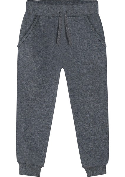 Unisex Kız Erkek Çocuk Antrasit Basic Eşofman Altı