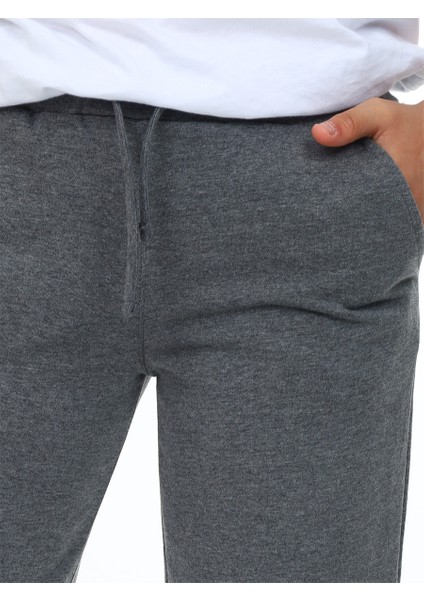 Unisex Kız Erkek Çocuk Antrasit Basic Eşofman Altı