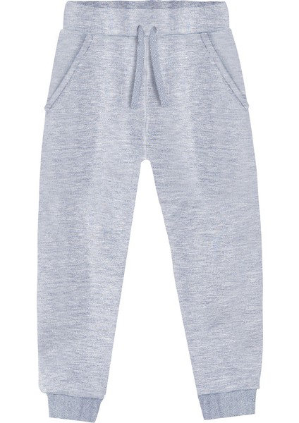 Unisex Kız Erkek Çocuk Gri Melanj Basic Eşofman Altı
