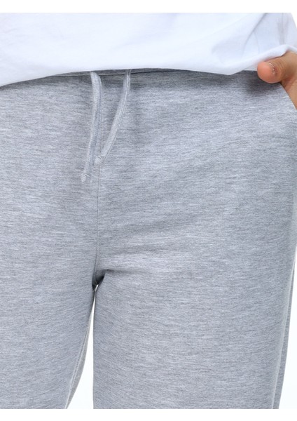 Unisex Kız Erkek Çocuk Gri Melanj Basic Eşofman Altı