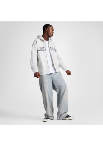 Classic Erkek Fermuarlı Gri Hoodie modelleri