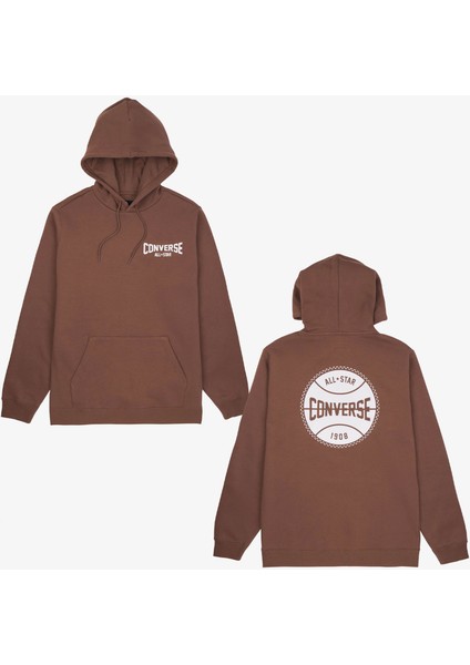 Classic Erkek Grafik Baskılı Kahverengi Hoodie