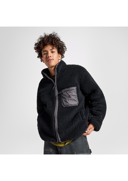 Classic Erkek Dik Yaka Çift Taraflı Siyah Ceket