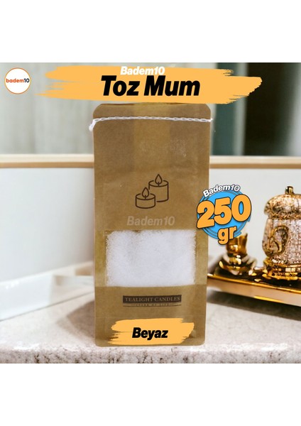 Toz Mum 250 gr Dekoratif Mumu Kandil Hediyelik Fitilli Mumlar Şamdan Beyaz Kokusuz