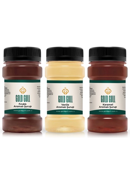 Karamel, Fındık & Vanilya Aromalı Kahve & Meyve Şurupları 3 x 80 ml