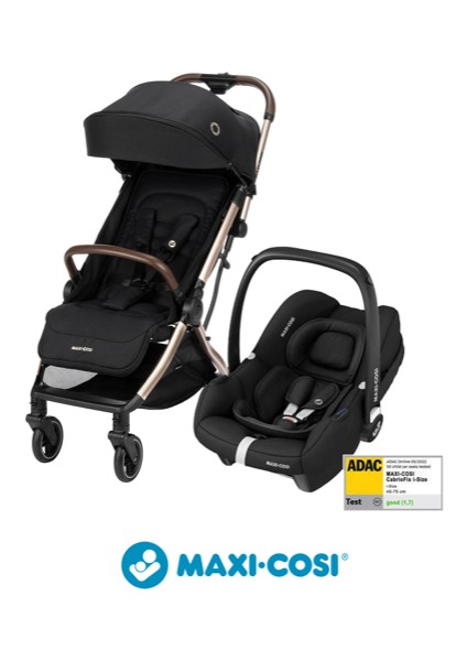 Eva-Cabriofix I-Size Otomatik Katlanan Seyahat Sistem Kompakt Bebek Arabası Gold-Black