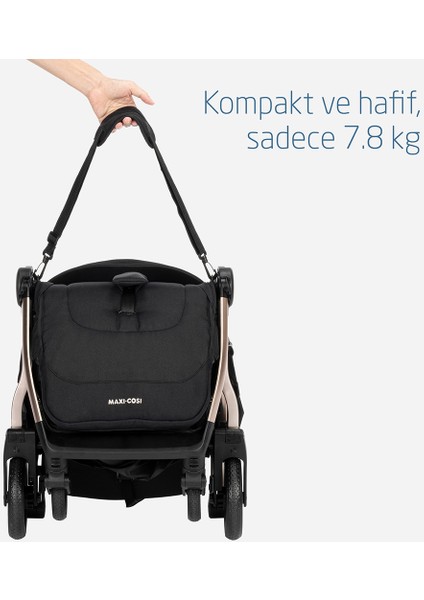 Eva-Cabriofix I-Size Otomatik Katlanan Seyahat Sistem Kompakt Bebek Arabası Gold-Black