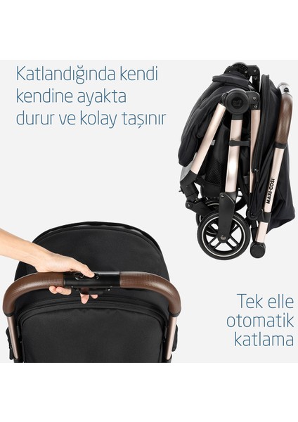 Eva-Cabriofix I-Size Otomatik Katlanan Seyahat Sistem Kompakt Bebek Arabası Gold-Black