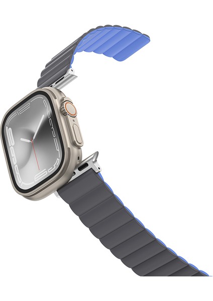 Watch Ultra 49MM Amazingthing Smoothie Mag Magnetik Tak Çıkar Silikon Strap Kayış Gri-Mavi modelleri