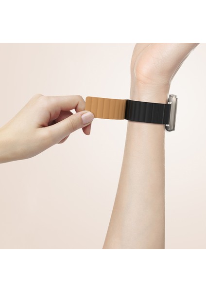 Watch 10 46MM Amazingthing Smoothie Mag Magnetik Tak Çıkar Silikon Strap Kayış Siyah-Turuncu fırsatları