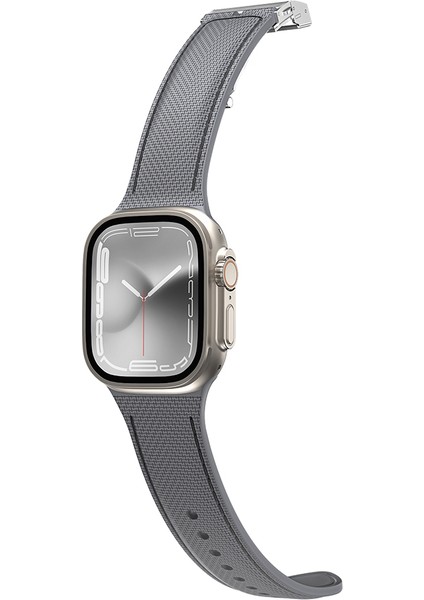 Watch 10 42MM Amazingthing Titan Swift Deri Dokulu Silikon Kordon Gri