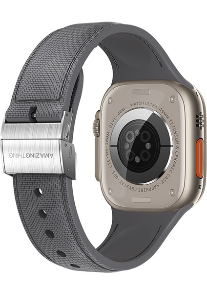 Watch 10 42MM Amazingthing Titan Swift Deri Dokulu Silikon Kordon Gri modelleri