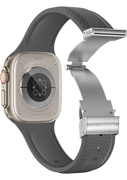 Watch 10 42MM Amazingthing Titan Swift Deri Dokulu Silikon Kordon Gri fırsatları