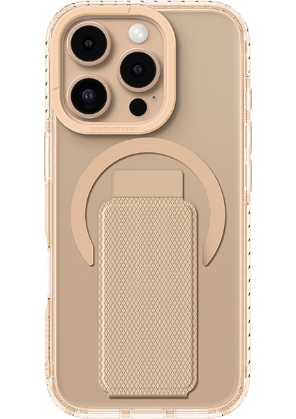 iPhone 16 Pro Kılıf Magsafe Şarj Özellikli Standlı Amazingthing Titan Pro Plus Kapak Rose Gold