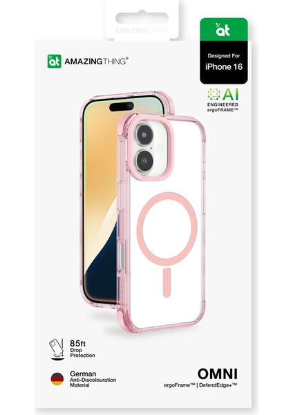 iPhone 16 Kılıf Magsafe Şarj Özellikli Amazingthing Omni Serisi Kapak Pembe
