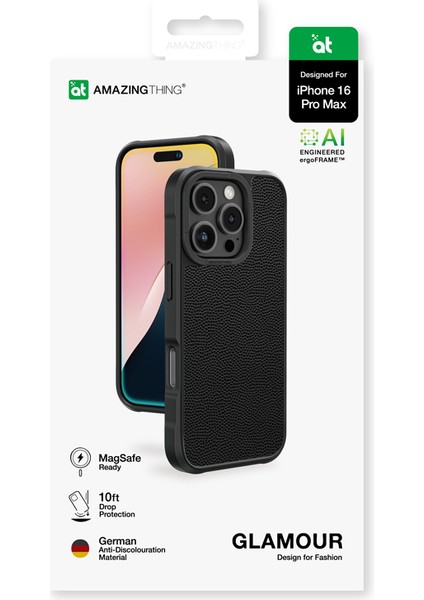 iPhone 16 Pro Max Kılıf Magsafe Şarj Özellikli Amazingthing Glamour Serisi Kapak Siyah