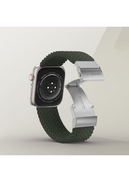 Watch 38MM Amazingthing Titan Weave 2.seri Sport Örgü Kordon Koyu Yeşil