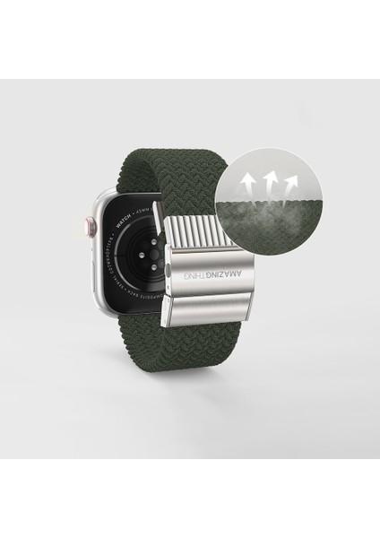 Watch 38MM Amazingthing Titan Weave 2.seri Sport Örgü Kordon Koyu Yeşil