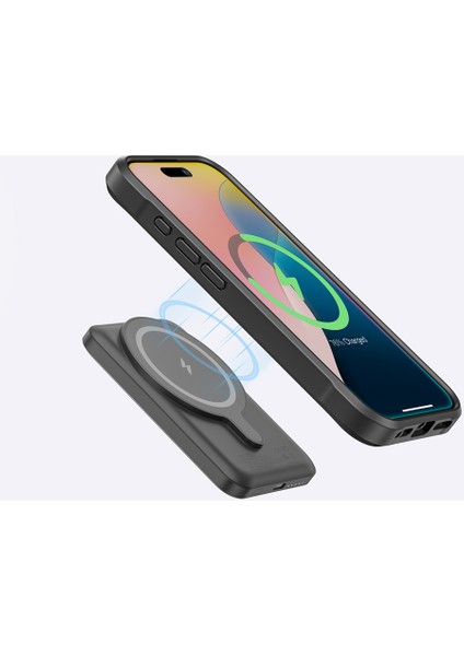 iPhone 16 Pro Max Kılıf Magsafe Özellikli Standlı Kartlıklı Set Amazingthing Glamour Luxe Seri Siyah