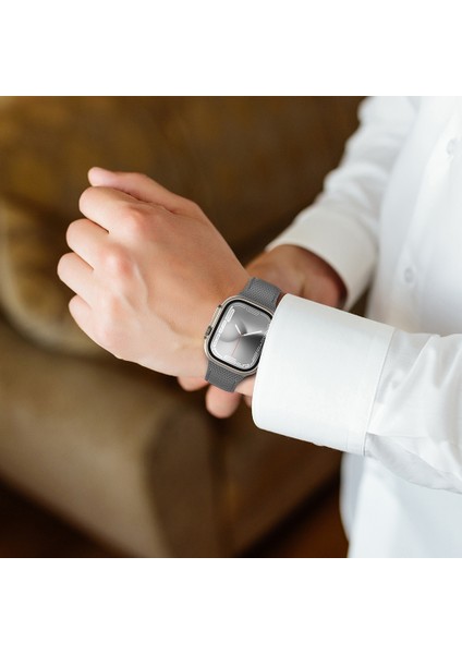 Watch 7 41MM Amazingthing Titan Swift Deri Dokulu Silikon Kordon Gri