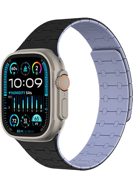 Watch 10 46MM Amazingthing Smoothie Sport Magnetik Tak Çıkar Silikon Strap Kayış Siyah-Mor fiyatları