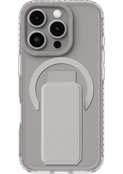 iPhone 16 Pro Kılıf Magsafe Şarj Özellikli Standlı Amazingthing Titan Pro Plus Kapak Gri