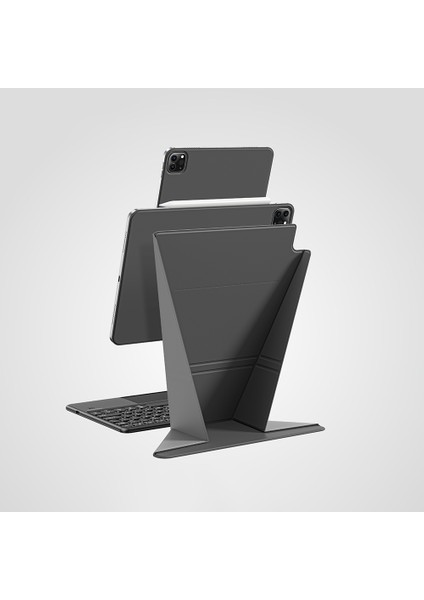 Apple iPad Air 13 2024 Magnetik Standlı Kılıf Amazingthing Matte Pro Mag Folio Siyah