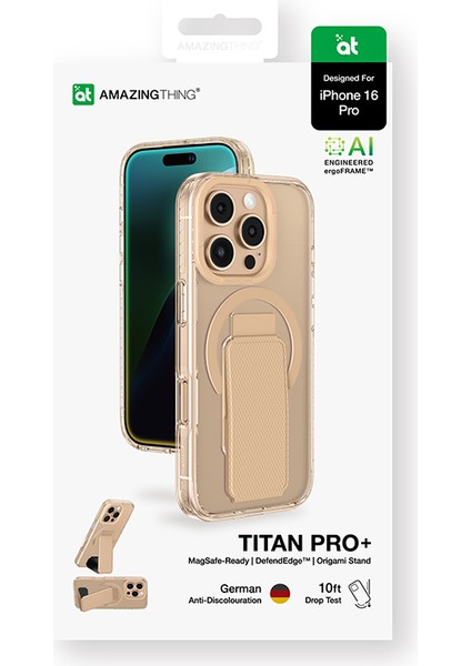 iPhone 16 Pro Max Kılıf Magsafe Şarj Özellikli Standlı Amazingthing Titan Pro Plus Kapak Rose Gold