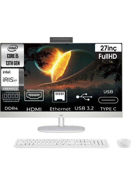 27-CR0007NT I5-1335U 898B7EA-K19 64GB 2tb Intel Iris Xe Windows 10 Home 27" Fullhd All In One Bilgisayar