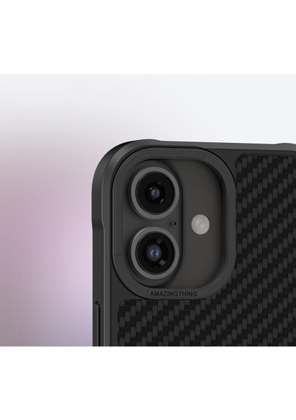 iPhone 16 Plus Kılıf Magsafe Özellikli 1500D Aramid Fiber Amazingthing Titan Max Serisi Kapak Siyah