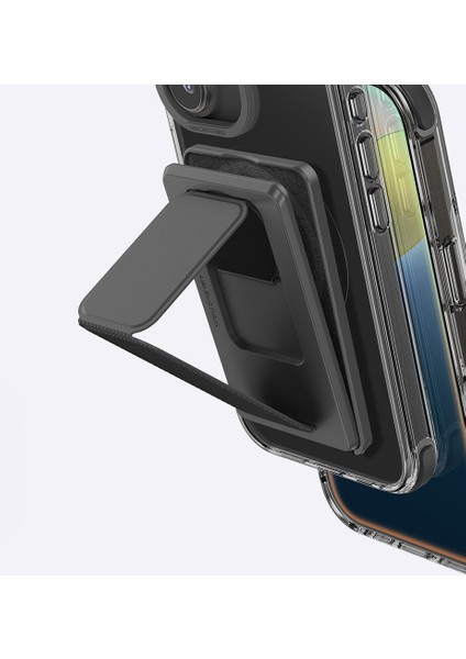 iPhone 16 Kılıf Magsafe Özellikli Standlı Kartlıklı Set Amazingthing Omni Adventure Serisi Siyah