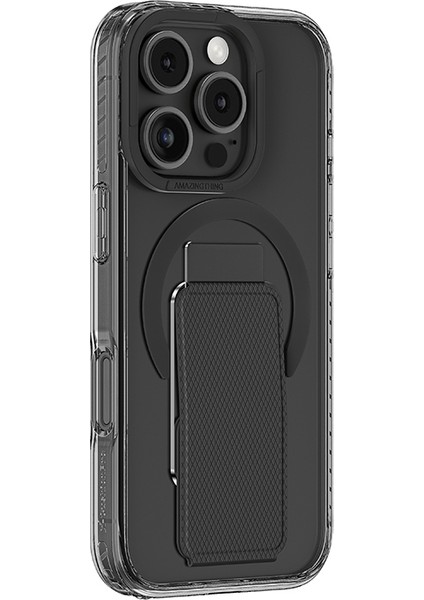 iPhone 16 Pro Max Kılıf Magsafe Şarj Özellikli Standlı Amazingthing Titan Pro Plus Kapak Siyah
