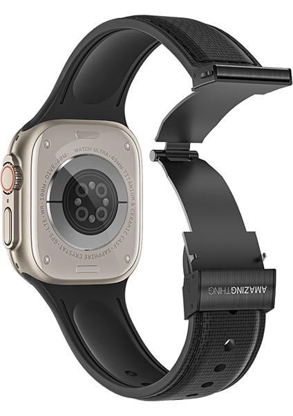 Watch 7 41MM Amazingthing Titan Swift Deri Dokulu Silikon Kordon Siyah