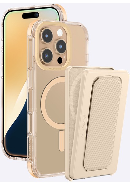 iPhone 16 Pro Max Kılıf Magsafe Uyumlu Standlı Kartlıklı Set Amazingthing Omni Adventure Serisi Rose