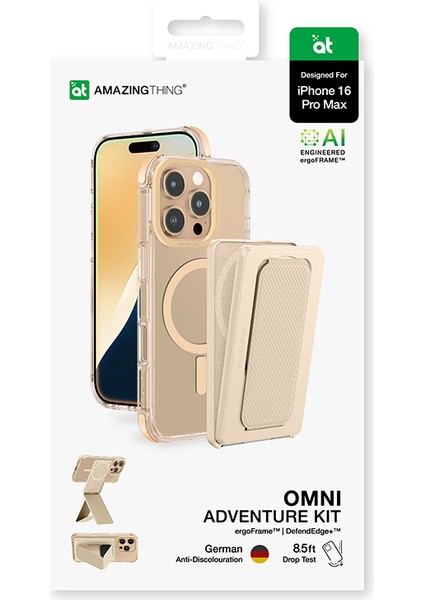 iPhone 16 Pro Max Kılıf Magsafe Uyumlu Standlı Kartlıklı Set Amazingthing Omni Adventure Serisi Rose