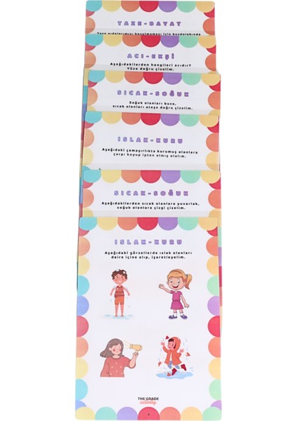 The Grade 2-6 Yaş Yaz-Sil Duyu Kavramları Eğlenceli ve Eğitici Set Etkinlik Kitabı (13 Sayfa-A4 Boyutunda) modelleri
