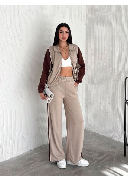 Modal Kumaş Saten Şeritli Eşofman Takımı